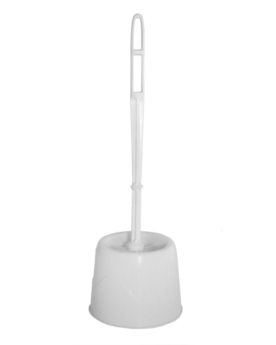 Escobillero W.C.  WHITE Blanco (Escobilla Mango Plstico Blanca + Soporte). 