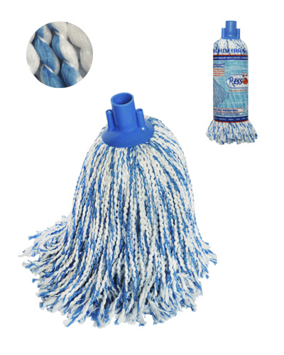 Fregona Hilo Microfibra Cortado Bicolor. Azul/Blanco 170 gr /28 cm