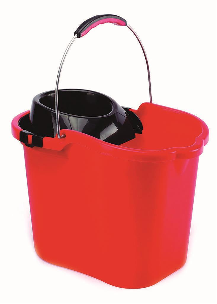 Cubo rojo + esc rectan con asa metlic 16 L May